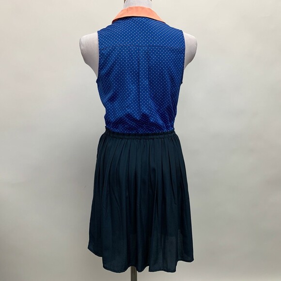 Maison Jules Women's Dress Medium Blue Multicolor Polka Dots Sleeveless - Picture 4 of 7